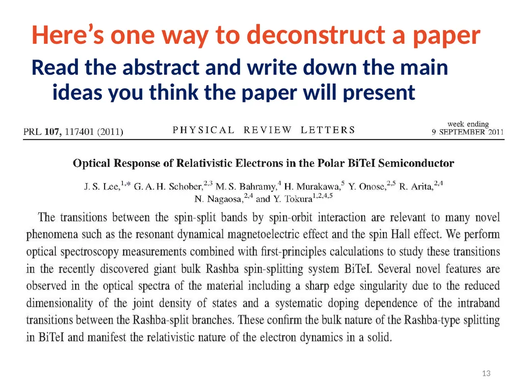 How to Read a Physics Paper—The Four i’s +1 Celia - slide 13 of 20