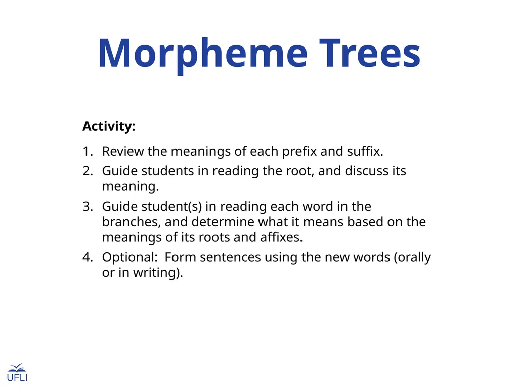 Morpheme Trees Activity: Review the meanings of - slide 1 of 22
