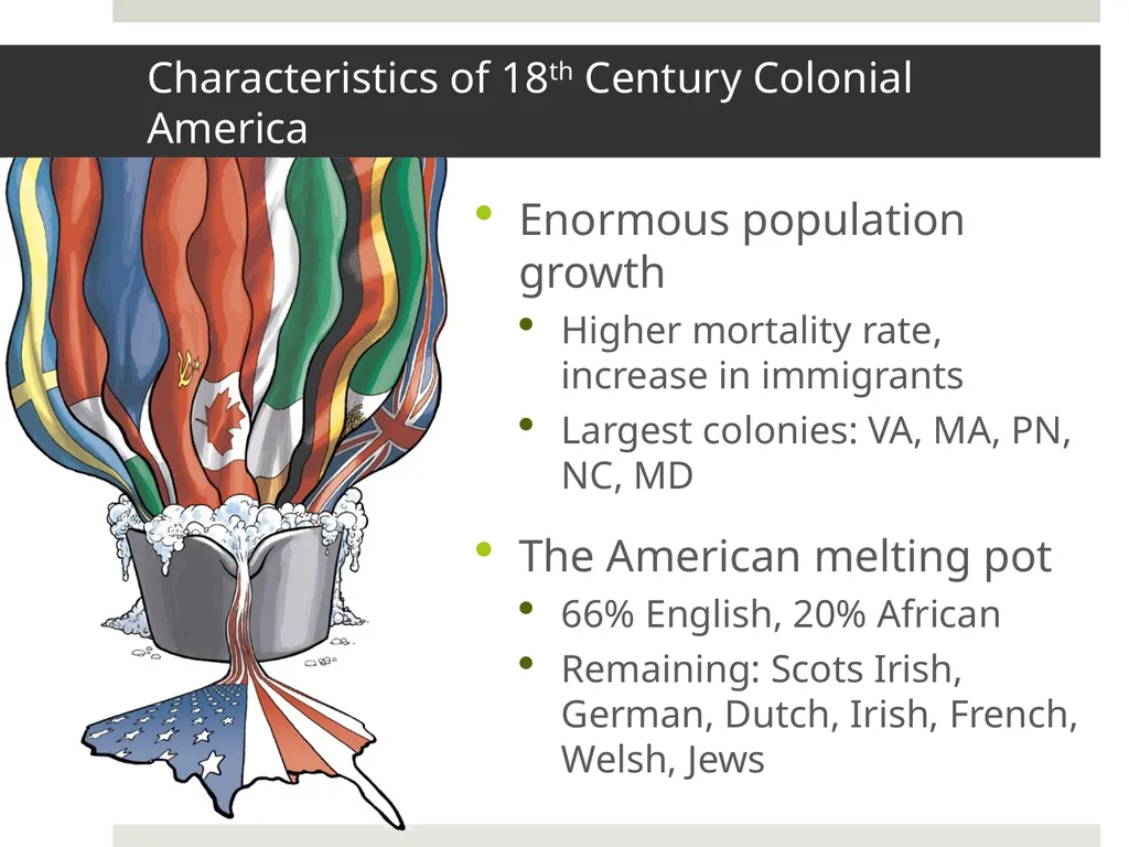 The Colonies Before War Characteristics of 18th - slide 2 of 20