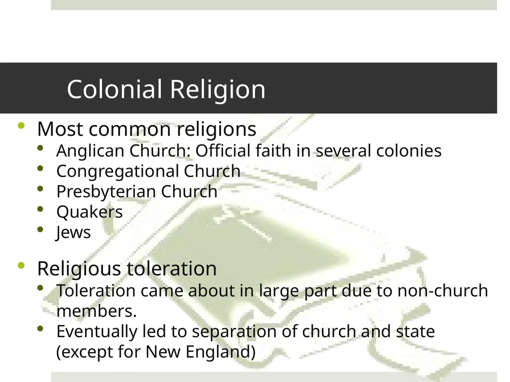 The Colonies Before War Characteristics of 18th - slide 7 of 20