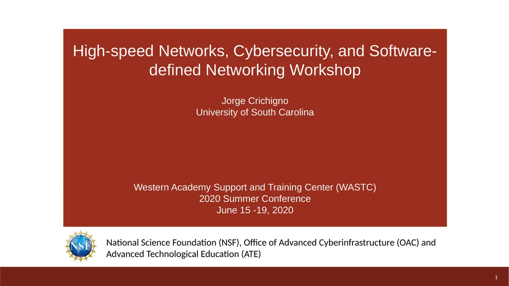 1 High-speed Networks, Cybersecurity, and - slide 1 of 27