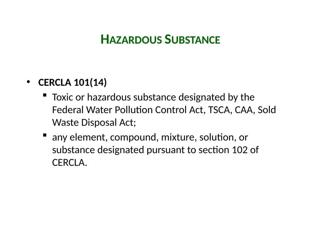 Introduction to CERCLA Session 1 Carlyn Winter - slide 15 of 25