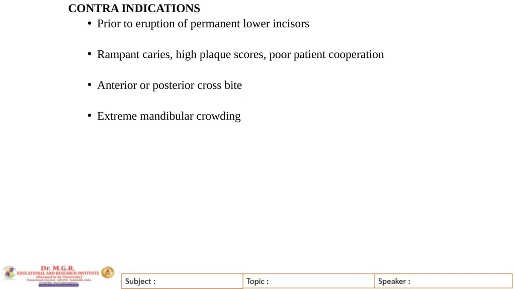 Topic : INTERCEPTIVE ORTHODONTICS-II Subject Code - slide 42 of 56