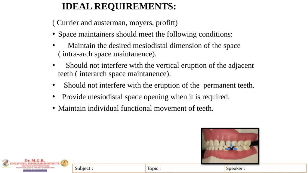 Topic : INTERCEPTIVE ORTHODONTICS-II Subject Code - slide 31 of 56