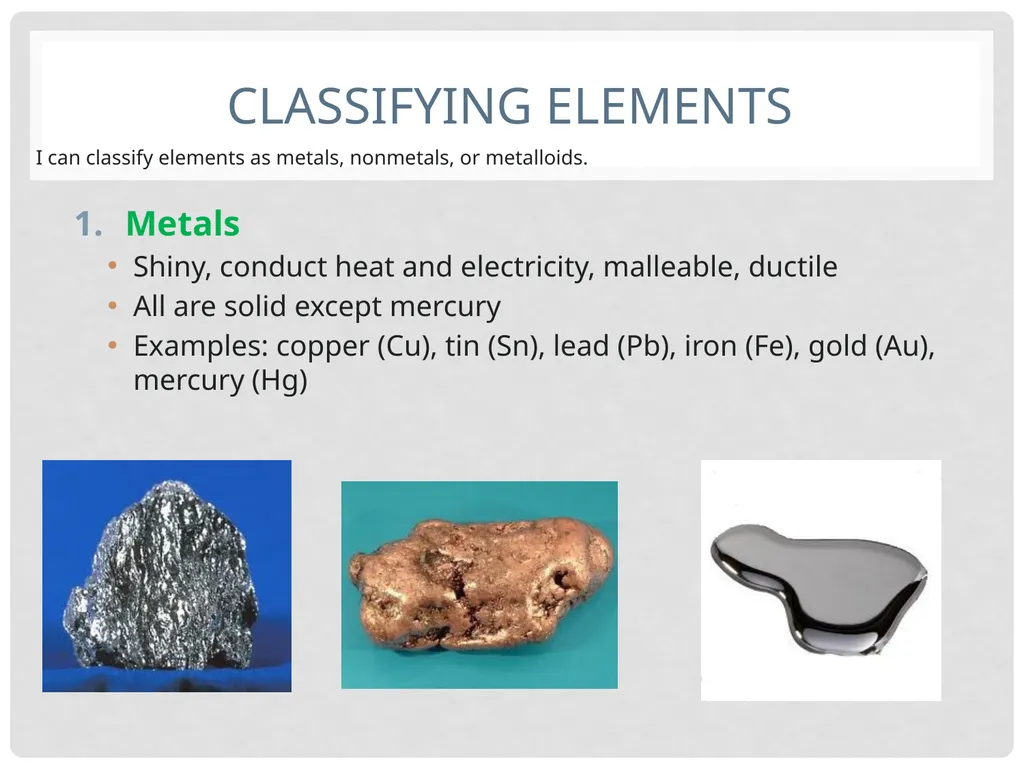 Elements, Compounds, and Mixtures Objectives - slide 6 of 21