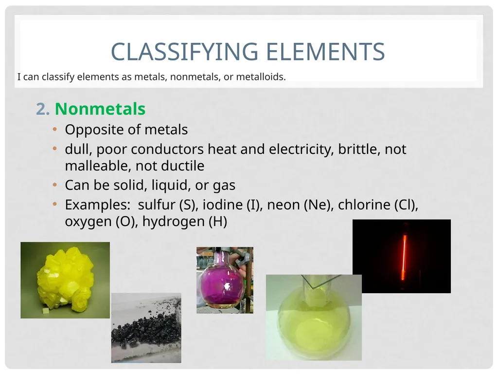 Elements, Compounds, and Mixtures Objectives - slide 7 of 21