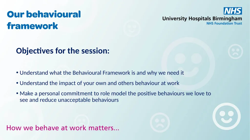 How We Behave Matters Team Session ​ Objectives - slide 3 of 18