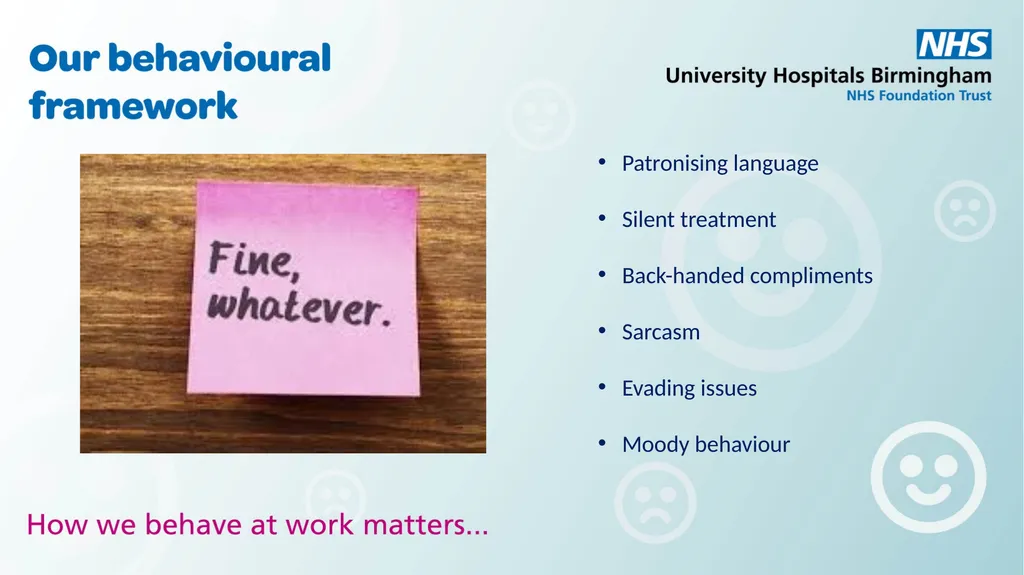 How We Behave Matters Team Session ​ Objectives - slide 12 of 18