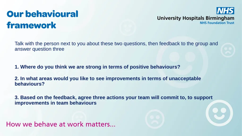 How We Behave Matters Team Session ​ Objectives - slide 16 of 18