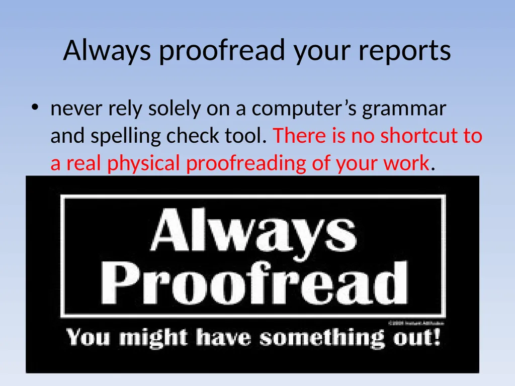 EFFECTIVE REPORT WRITING Performance Objectives - slide 48 of 73