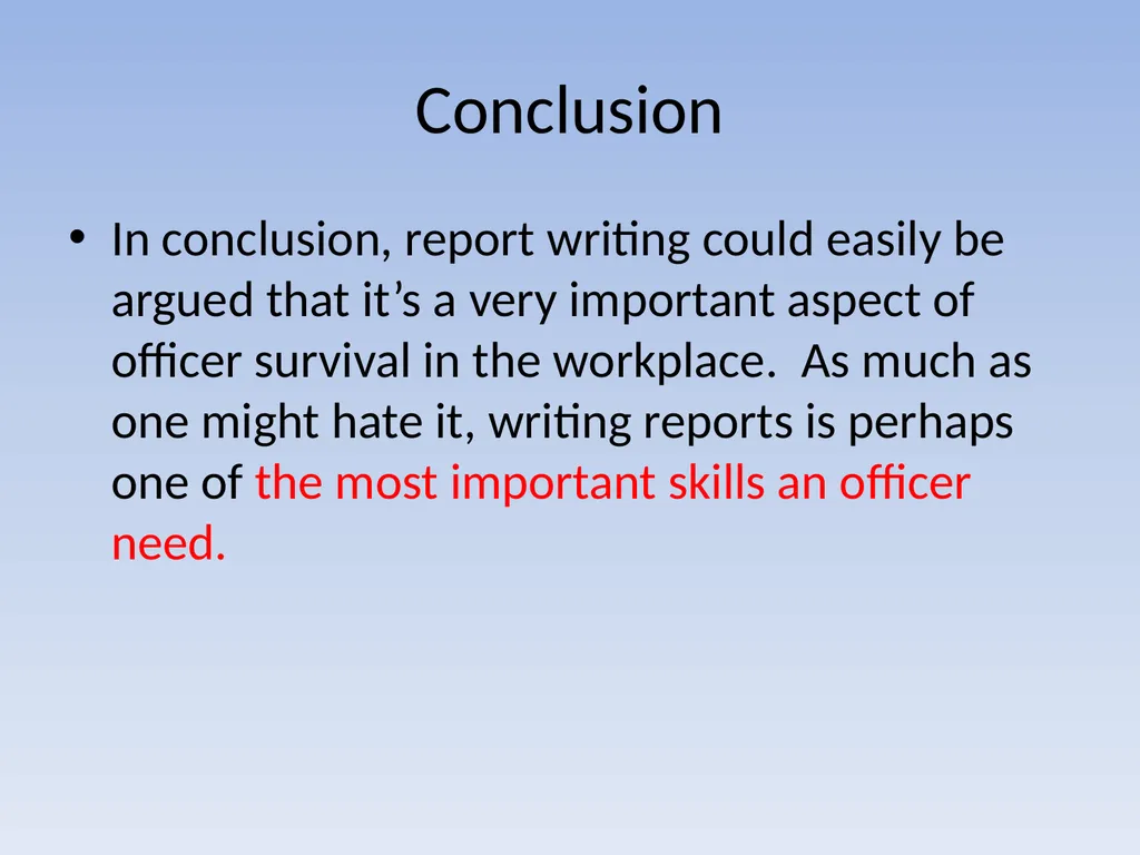 EFFECTIVE REPORT WRITING Performance Objectives - slide 63 of 73