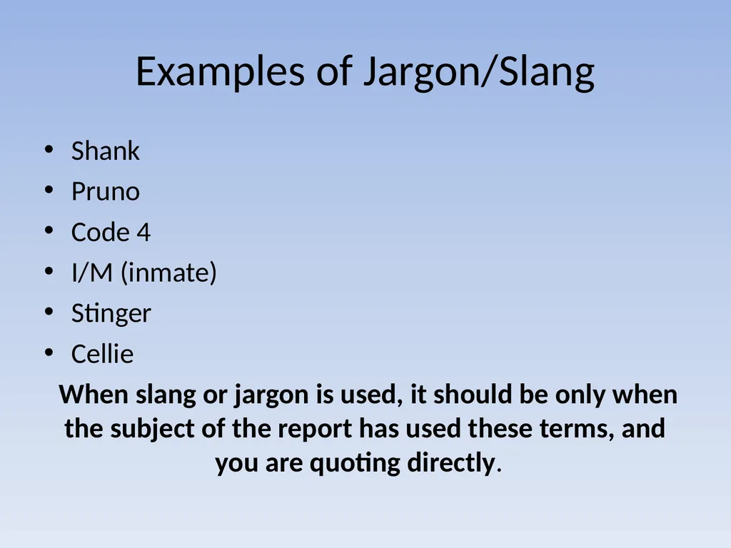 EFFECTIVE REPORT WRITING Performance Objectives - slide 31 of 73