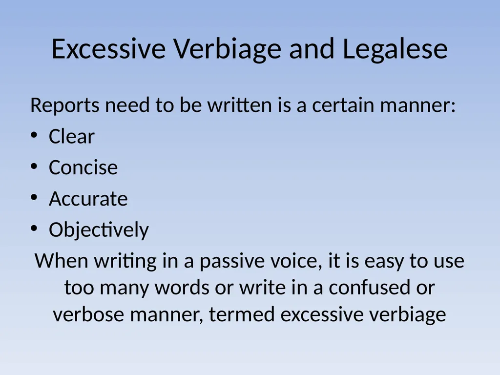 EFFECTIVE REPORT WRITING Performance Objectives - slide 40 of 73