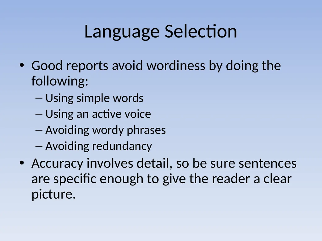 EFFECTIVE REPORT WRITING Performance Objectives - slide 52 of 73