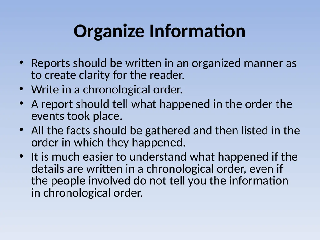 EFFECTIVE REPORT WRITING Performance Objectives - slide 51 of 73