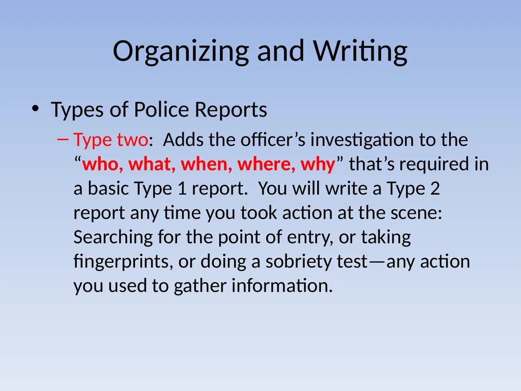 EFFECTIVE REPORT WRITING Performance Objectives - slide 59 of 73