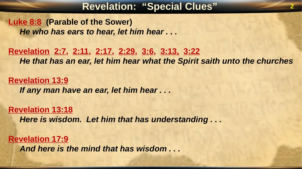 Revelation 13 2 Revelation: “Special Clues” Luke - slide 2 of 39