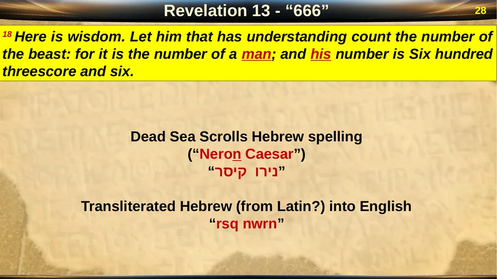 Revelation 13 2 Revelation: “Special Clues” Luke - slide 28 of 39