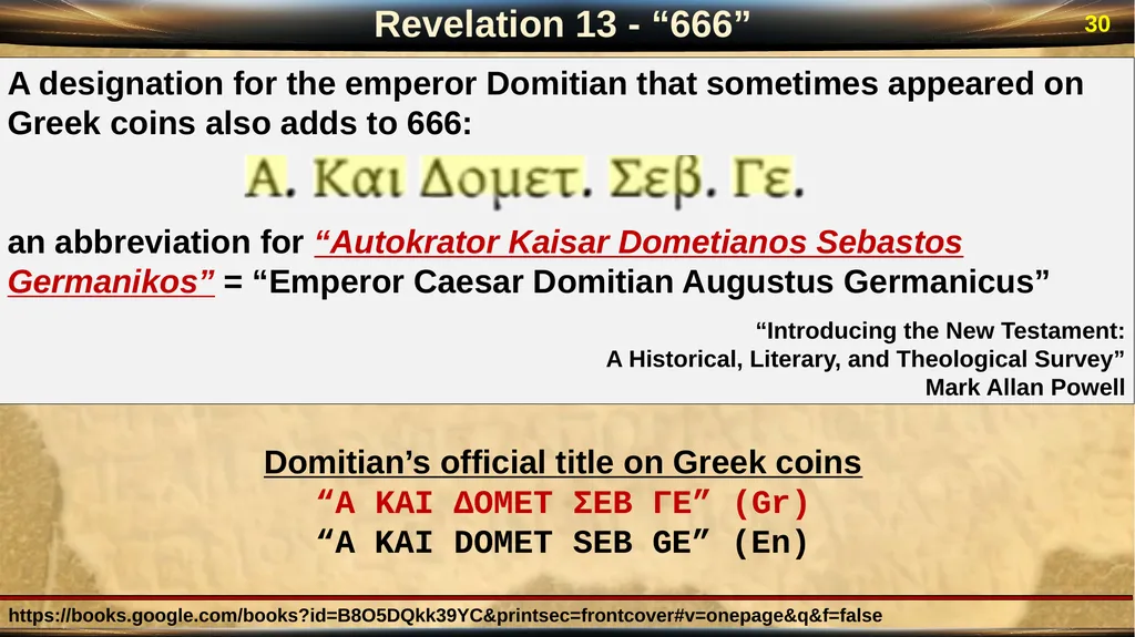 Revelation 13 2 Revelation: “Special Clues” Luke - slide 30 of 39