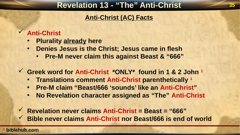 Revelation 13 2 Revelation: “Special Clues” Luke - slide 35 of 39