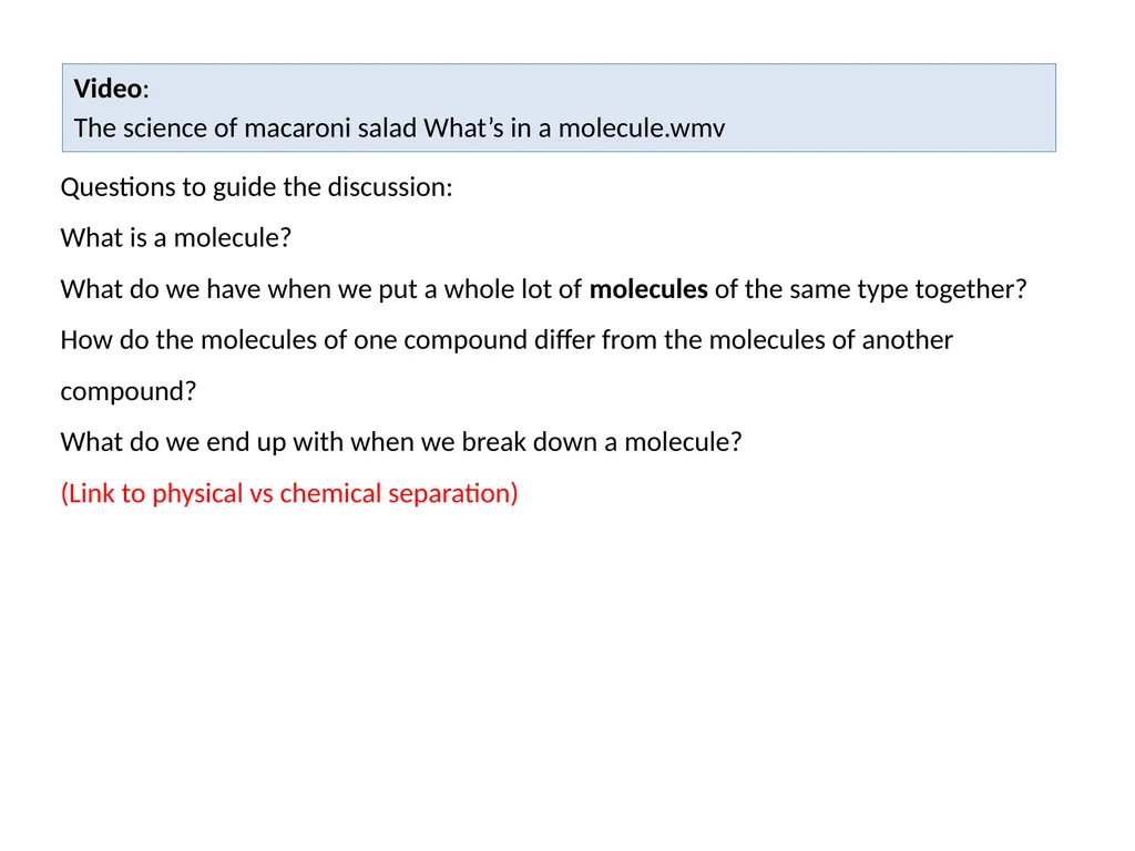 MATTER AND MATERIALS Session 1 Things to talk - slide 16 of 42