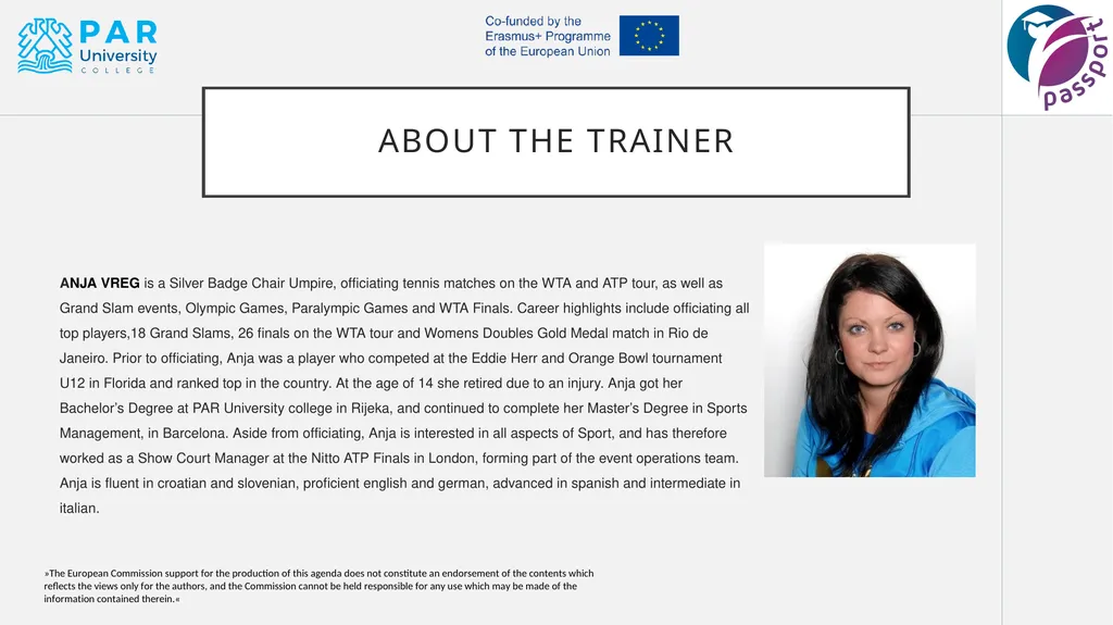 Sports marketing ANJA VREG ABOUT THE TRAINER - slide 3 of 19