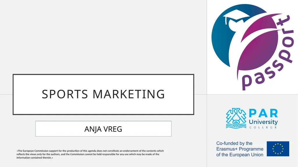 Sports marketing ANJA VREG ABOUT THE TRAINER - slide 1 of 19