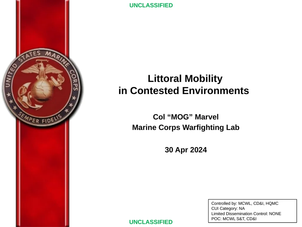 Col “MOG” Marvel Marine Corps Warfighting Lab 30 - slide 1 of 22