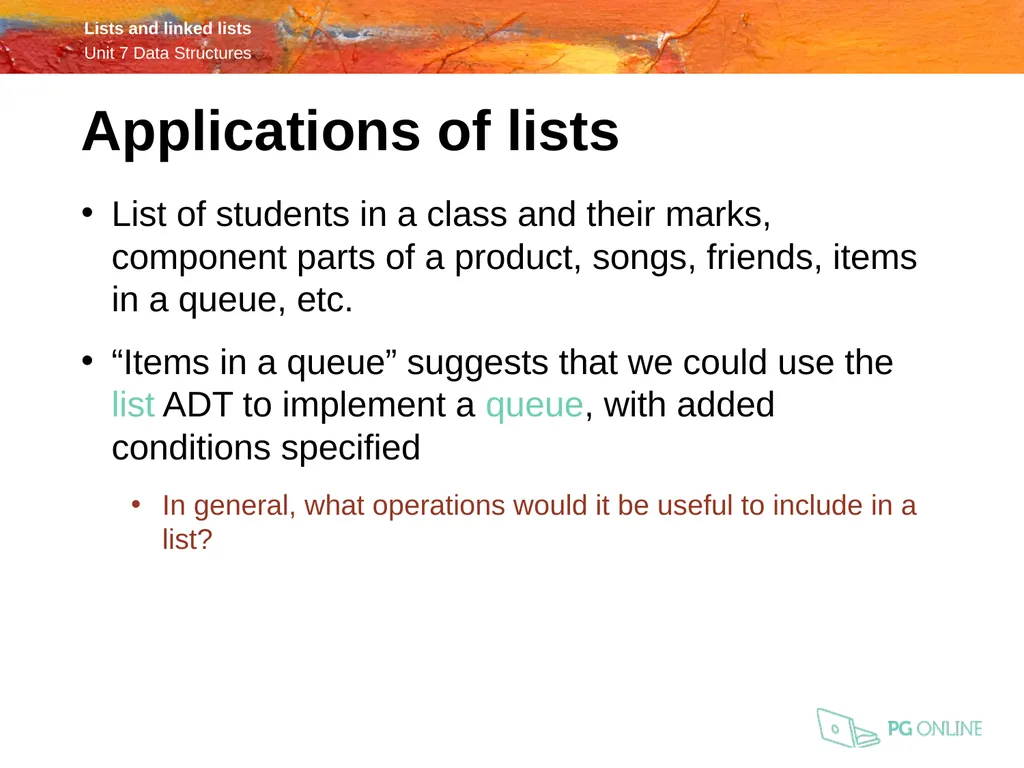 OCR A Level Computer Science H446 – Paper 1 Lists - slide 10 of 34