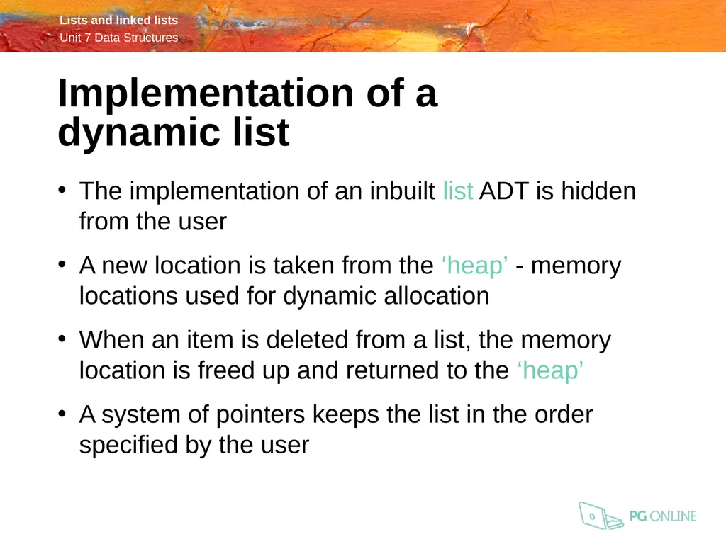 OCR A Level Computer Science H446 – Paper 1 Lists - slide 8 of 34