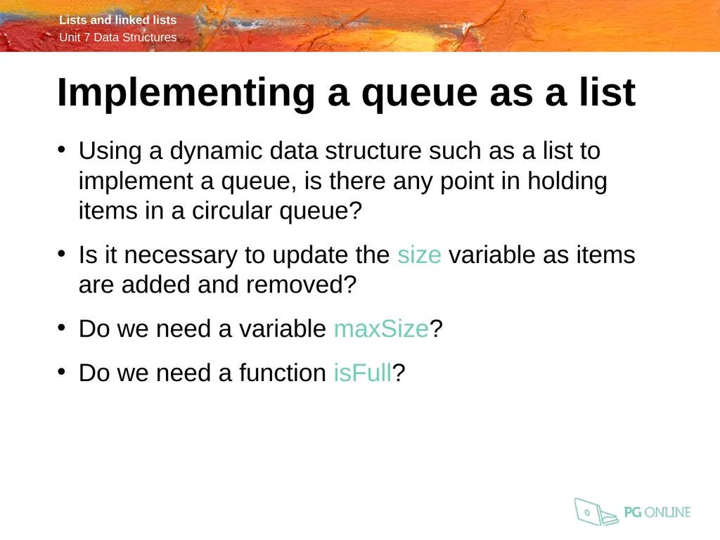 OCR A Level Computer Science H446 – Paper 1 Lists - slide 15 of 34
