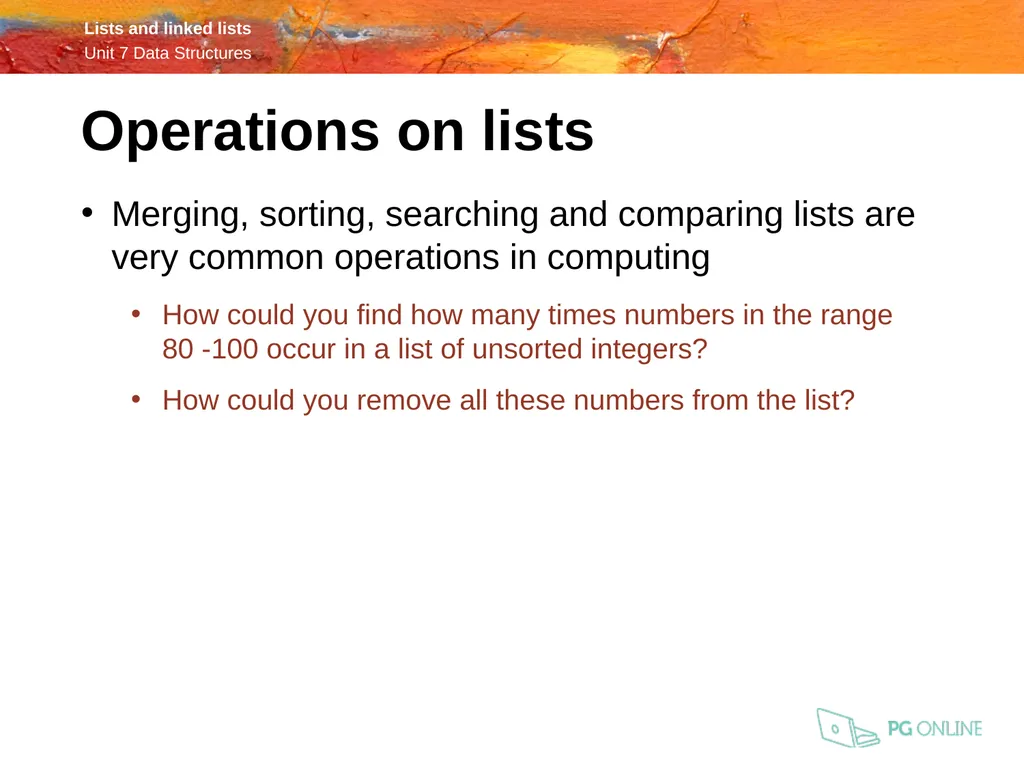 OCR A Level Computer Science H446 – Paper 1 Lists - slide 18 of 34