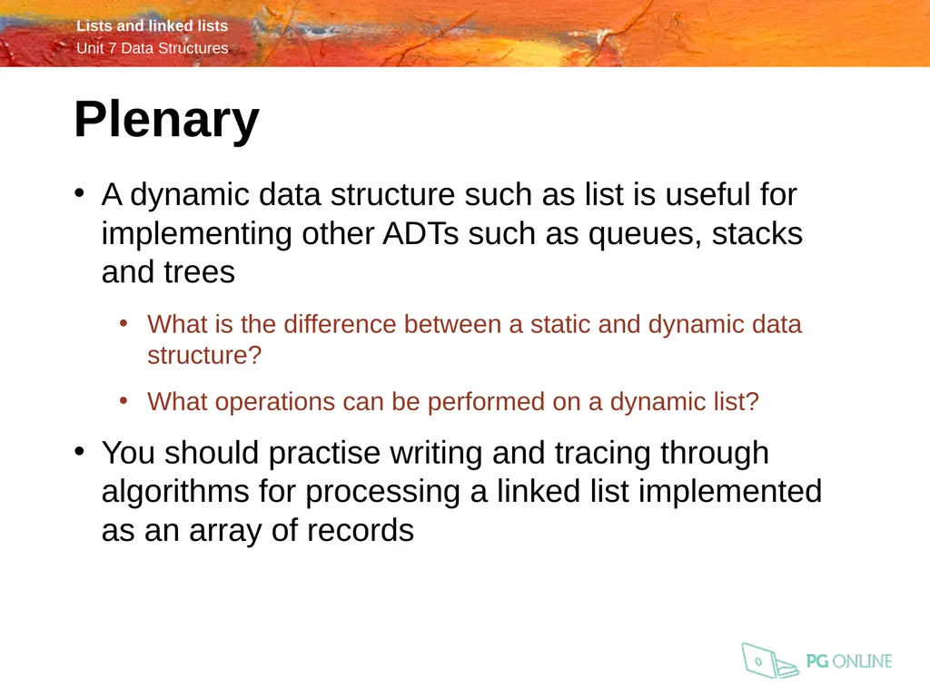 OCR A Level Computer Science H446 – Paper 1 Lists - slide 33 of 34