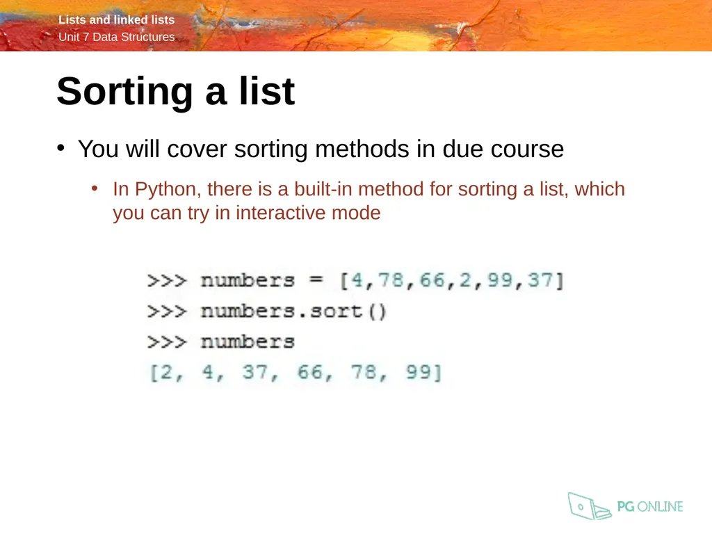 OCR A Level Computer Science H446 – Paper 1 Lists - slide 14 of 34