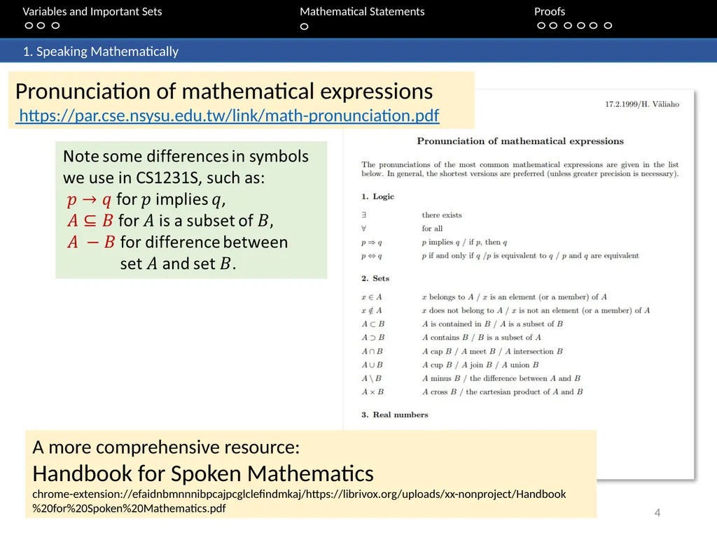 Aaron Tan Lecture 1: Speaking Mathematically - slide 4 of 54