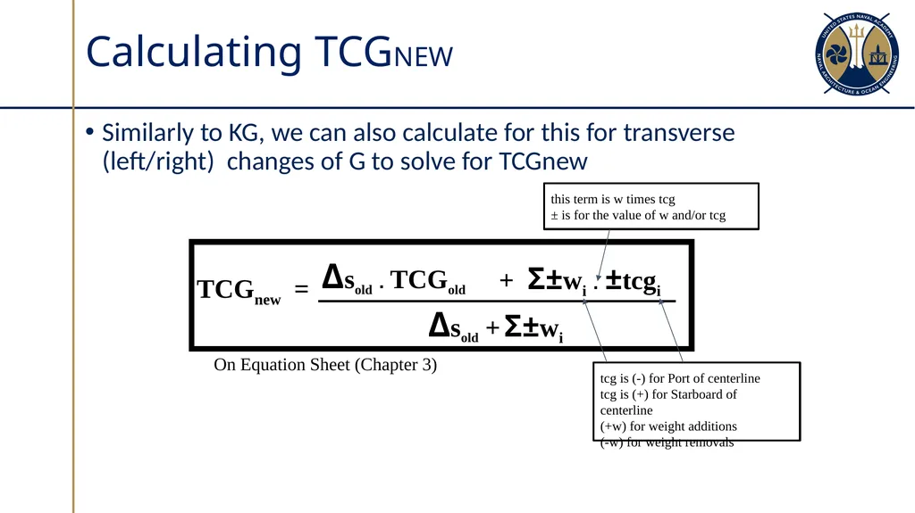 Changes in Ship’s Center of Gravity Section 3.2 - slide 19 of 32