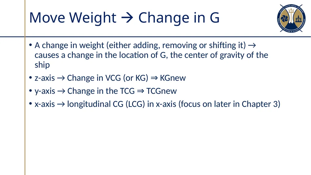 Changes in Ship’s Center of Gravity Section 3.2 - slide 5 of 32