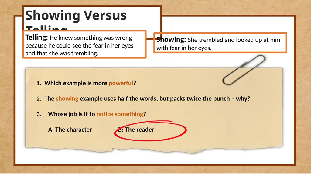 GCSE English Show me (don’t just tell me) GCSE - slide 16 of 21