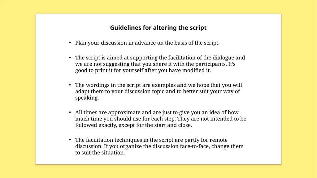 Draft script for the Nature Dialogue Use this as a - slide 2 of 15