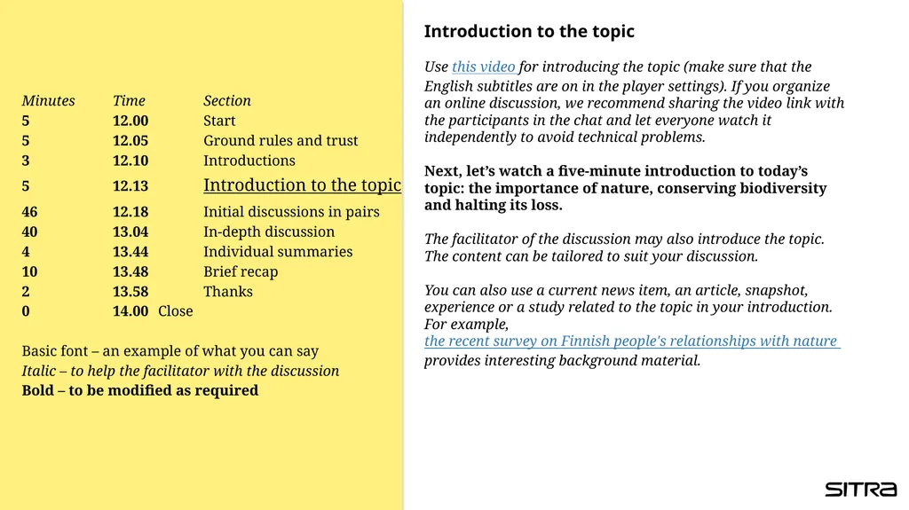 Draft script for the Nature Dialogue Use this as a - slide 8 of 15