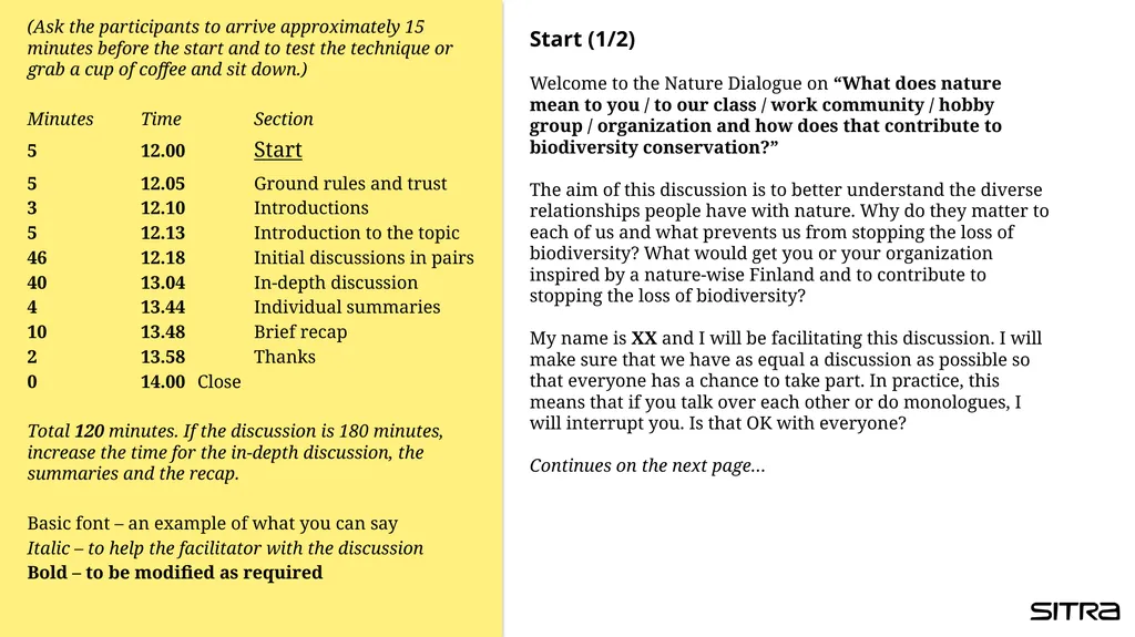 Draft script for the Nature Dialogue Use this as a - slide 3 of 15
