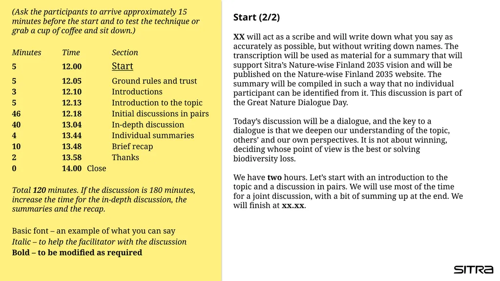 Draft script for the Nature Dialogue Use this as a - slide 4 of 15