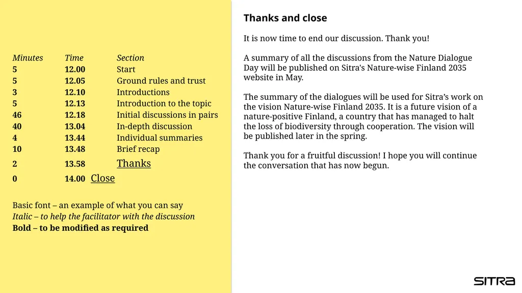 Draft script for the Nature Dialogue Use this as a - slide 14 of 15
