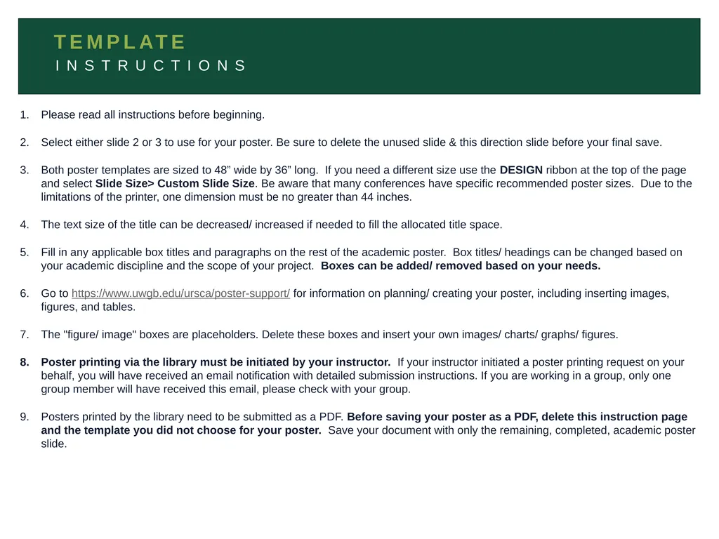 TEMPLATE INSTRUCTIONS Please read all instructions - slide 1 of 3