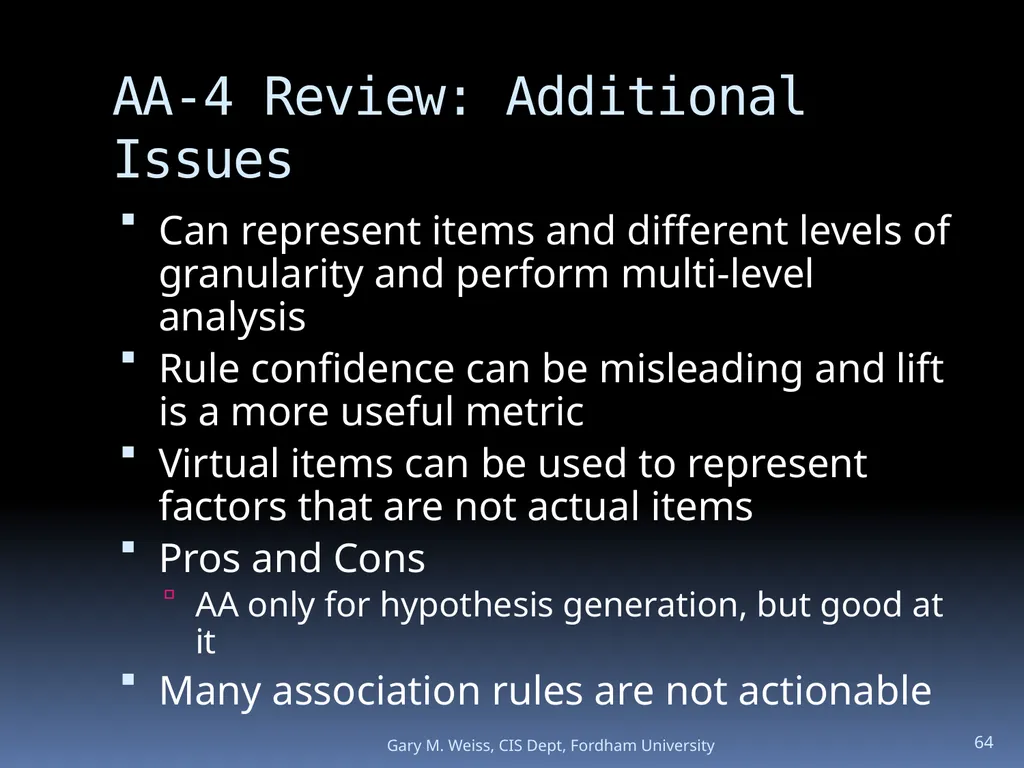 1 Module: Association Analysis Last updated - slide 64 of 65