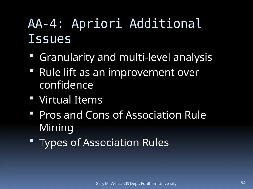 1 Module: Association Analysis Last updated - slide 54 of 65