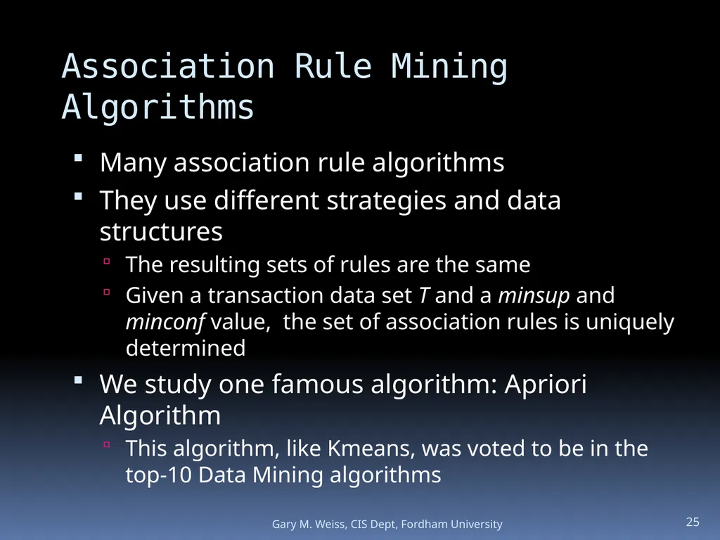 1 Module: Association Analysis Last updated - slide 25 of 65