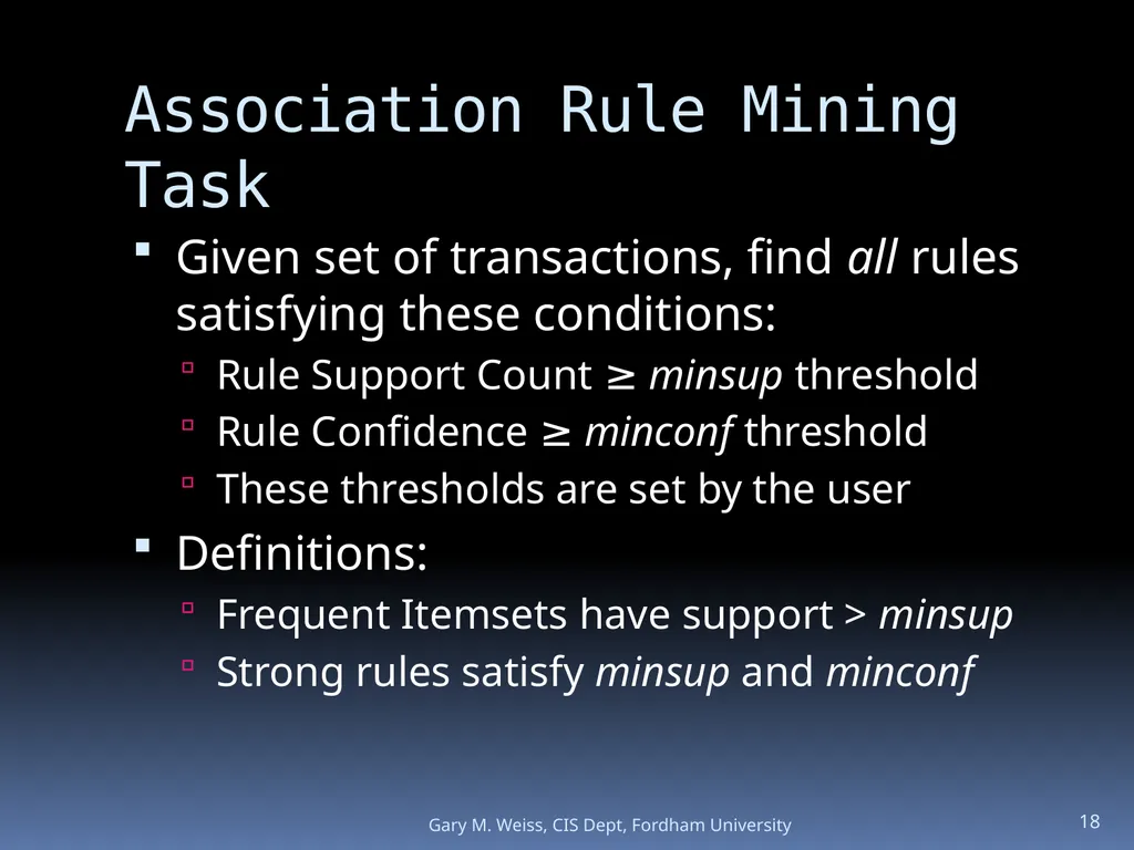 1 Module: Association Analysis Last updated - slide 18 of 65