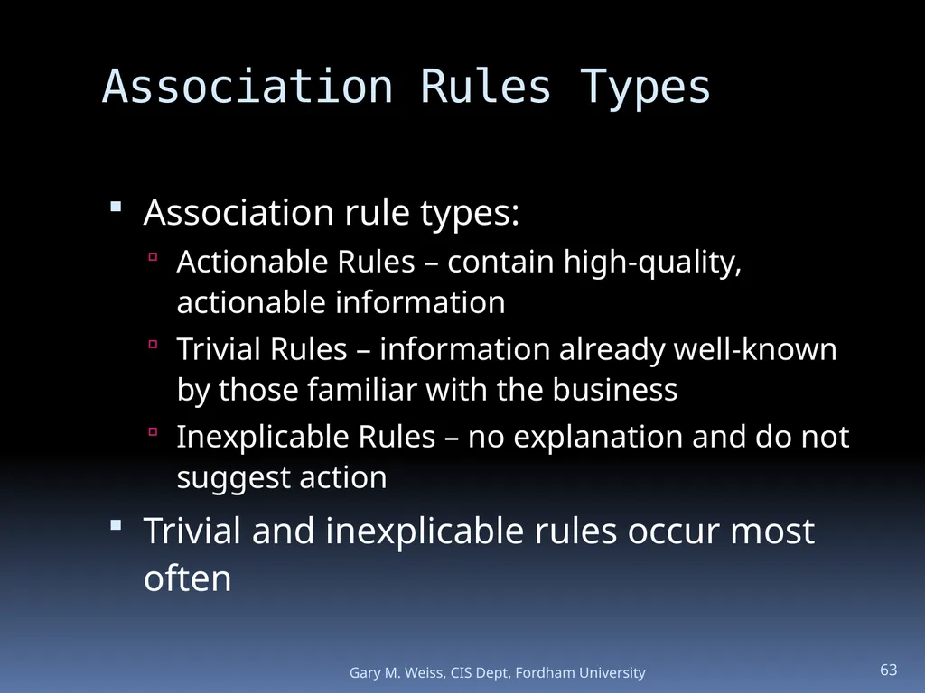 1 Module: Association Analysis Last updated - slide 63 of 65