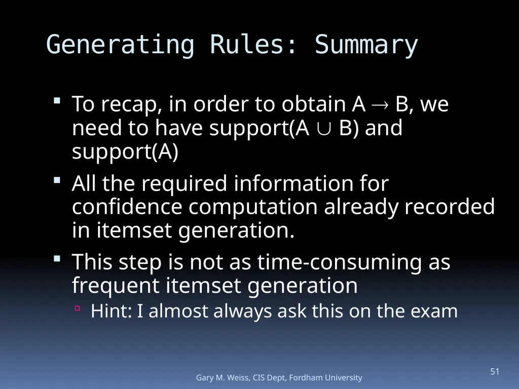 1 Module: Association Analysis Last updated - slide 51 of 65
